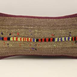 Vintage Turkish Kilim Pillow Cover, Bohemian Wool Cushion - 10x20 - thumbnail 2