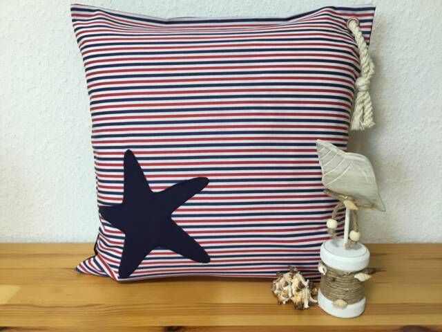 1X Maritime Cushion, Country Style Cushion Coverpillowcase, Decorative Starfish Red/Blue 50 X cm - image 1