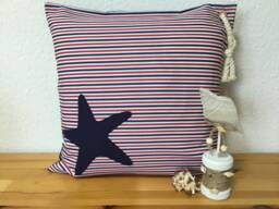 1X Maritime Cushion, Country Style Cushion Coverpillowcase, Decorative Starfish Red/Blue 50 X cm - thumbnail 1
