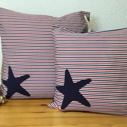 1X Maritime Cushion, Country Style Cushion Coverpillowcase, Decorative Starfish Red/Blue 50 X cm - thumbnail 2
