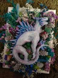Handmade Godzilla Inspired Shimo Titan Monster Legendary Ice Kaiju Crystal Framed Wreath Sculpture