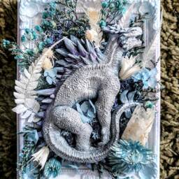 Handmade Godzilla Inspired Shimo Titan Monster Legendary Ice Kaiju Crystal Framed Wreath Sculpture - thumbnail 3
