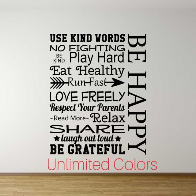 Be Happy Wall Decal Decor Kids Room Sticker Self Adhesive Vinyl Custom Quote Decal Design Your Own Nursery Large - image 1