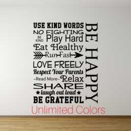 Be Happy Wall Decal Decor Kids Room Sticker Self Adhesive Vinyl Custom Quote Decal Design Your Own Nursery Large - thumbnail 1