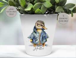 Personalised Duck Plant Pot - Custom Name Planter Cute Duckling D??cor Farmhouse Indoor Rustic Home Accent - thumbnail 1