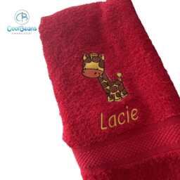 Giraffe A Towel - Personalised Face Cloth/Hand Bath = Embroidered With & Text - thumbnail 2