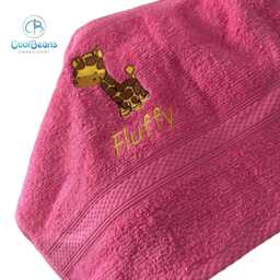 Giraffe A Towel - Personalised Face Cloth/Hand Bath = Embroidered With & Text