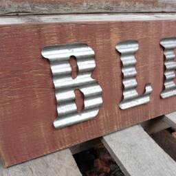Blessed Sign ~ Reclaimed Barn Wood Barnwood & Metal Letters Sign Wall Hanging Industrial Rustic Distressed Shabby Chic Decor Religious - thumbnail 2