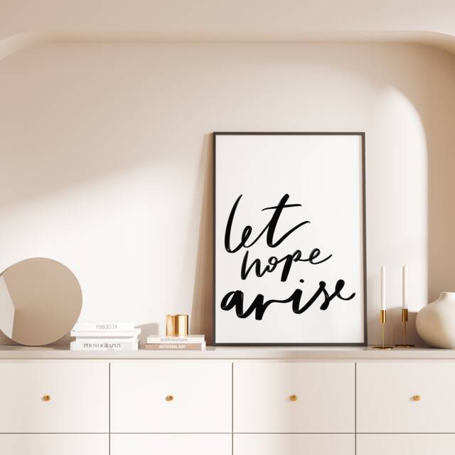 Hope Christian Print, Wall Art, Minimalist Decor, Black & White Modern Religious Decor - image 1
