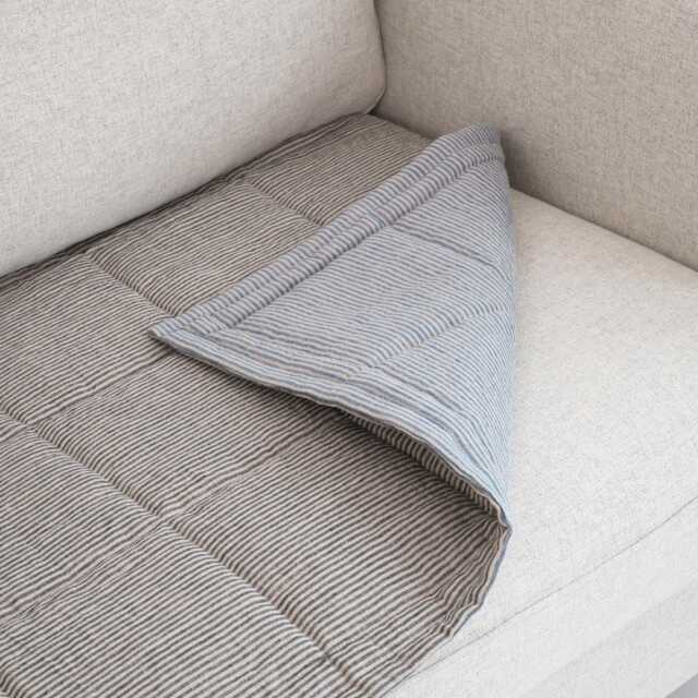 Linen Couch Slipcover For Dogs & Kids, Quilted Sofa Topper Pad, Two-Sided Seat Protector, Handmade Cover - image 1