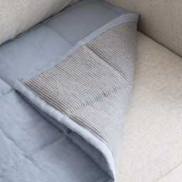 Linen Couch Slipcover For Dogs & Kids, Quilted Sofa Topper Pad, Two-Sided Seat Protector, Handmade Cover - thumbnail 2