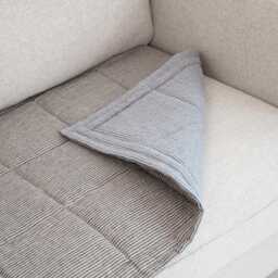 Linen Couch Slipcover For Dogs & Kids, Quilted Sofa Topper Pad, Two-Sided Seat Protector, Handmade Cover