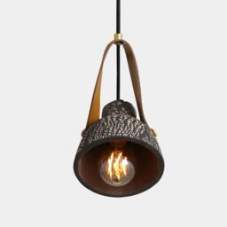 Pera Ceramic Pendant With Fire-Hose Strap, Black Clay - thumbnail 3