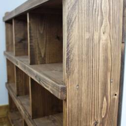 Antique Style Bookcase Bookshelf Solid Wood, Finished in British Oak Wax Rustic Industrial Bookshelves - thumbnail 4
