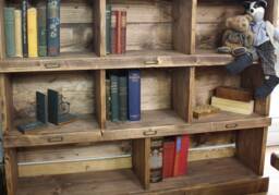 Antique Style Bookcase Bookshelf Solid Wood, Finished in British Oak Wax Rustic Industrial Bookshelves
