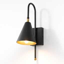 Wall Light Matte Black Modern Cone Sconce, Luxury Industrial Bedside Lamp, Fixture, Mid Century Lighting For Living Room Hotel - thumbnail 3