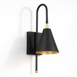 Wall Light Matte Black Modern Cone Sconce, Luxury Industrial Bedside Lamp, Fixture, Mid Century Lighting For Living Room Hotel - thumbnail 2