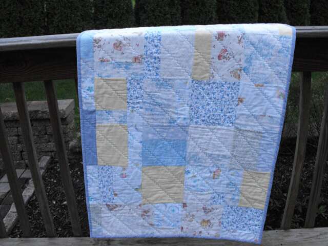 Baby Quilt, Boy Crib Handmade Minky Baby, Patchwork Nursery Gift, Blue Blanket, Throw, Blanket - image 1
