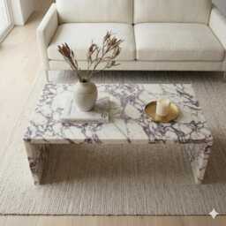 Calacatta Viola Marble Coffee Table Stunning Open Design, Polished Finish - thumbnail 2