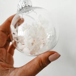 Personalised Christmas Bauble With Luxury Dried Flowers, Newlywed Ornament, Custom Bauble, Hydrangea - thumbnail 3
