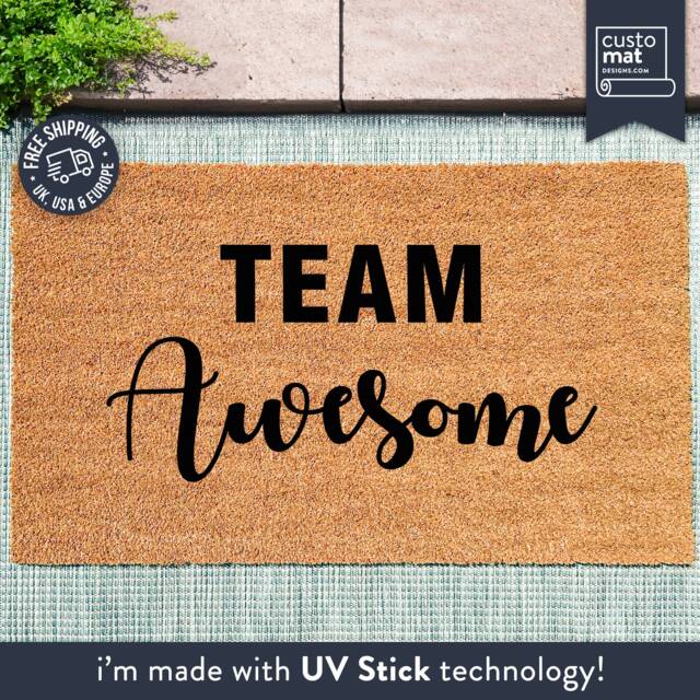 Team Awesome - Positive Family Welcome Mat Custom Coir Doormat Perfect Household Gift Unity Door Mar - image 1