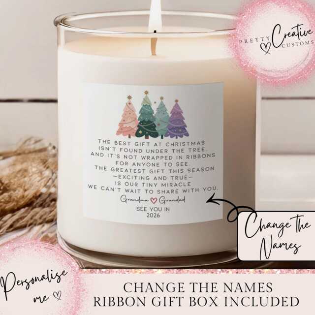 Promoted To Grandparents Christmas Ornament, Pregnancy Announcement, Reveal Grandparents, New Grandma & Grandpa Xmas Candle - image 1
