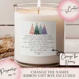 Promoted To Grandparents Christmas Ornament, Pregnancy Announcement, Reveal Grandparents, New Grandma & Grandpa Xmas Candle - thumbnail 1