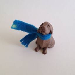 Handcrafted Ceramic Labrador Figurine Terracotta Clay Dog Sculpture
