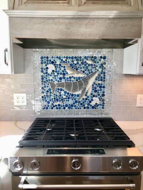 20x24 Humpback Whale Ceramic Tile Mosaic Backsplash Or Wall Art - image 1