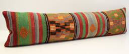 Handmade King Kilim Lumbar Pillow Cover 12x48, Turkish Oriental Design - thumbnail 1