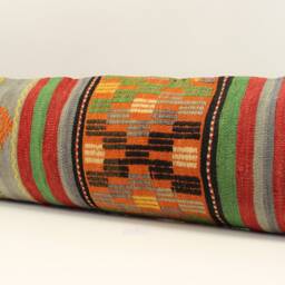 Handmade King Kilim Lumbar Pillow Cover 12x48, Turkish Oriental Design - thumbnail 3