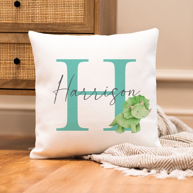 Personalised Dinosaur Cushion - Baby Nursery Pillow Gift UK - image 1
