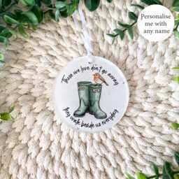 Personalised Robin Remembrance Bauble - Boots Memorial Ornament in Loving Memory Christmas Decoration - thumbnail 2