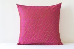 Festive Pink Silk Pillow Cover With Gold Stitch Detail , & Hot Decor Fuchsia Cushion - thumbnail 1