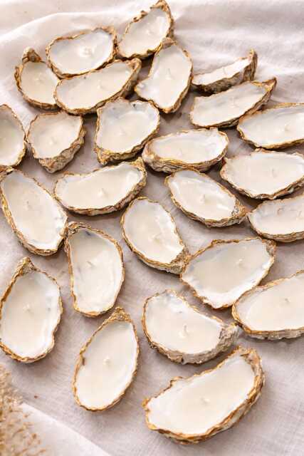 Oyster Shell Candles Natural Seashell Coastal Decor, Beach Wedding Favors - image 1