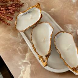 Oyster Shell Candles Natural Seashell Coastal Decor, Beach Wedding Favors - thumbnail 2