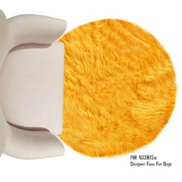 Plush Faux Fur Round Rug - Shaggy Designer Throw, Usa - thumbnail 3