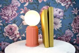Adeera - Small Dimmable Orange Table Lamp With A Glass Light Shade, Modern Ceramic Bedside Lamp, Accent Or Desk - thumbnail 1