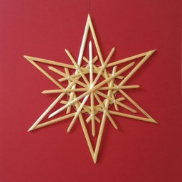 Christmas Tree Decoration - Handmade German Straw Star Ornament Design 6 - thumbnail 1