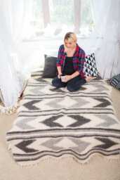Scandinavian Wool Blanket Gray White Bedding - thumbnail 1