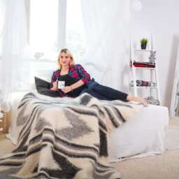 Scandinavian Wool Blanket Gray White Bedding - thumbnail 3