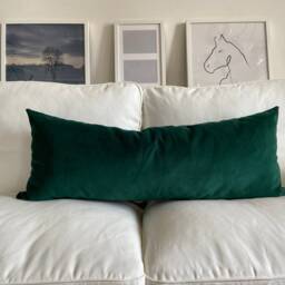 Emerald Green Velvet Lumbar Pillow Long Decorative Pillow, Eco-Friendly - thumbnail 2