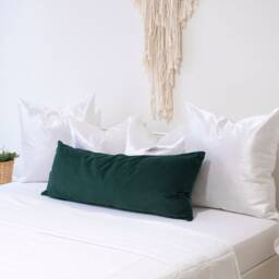 Emerald Green Velvet Lumbar Pillow Long Decorative Pillow, Eco-Friendly - thumbnail 1