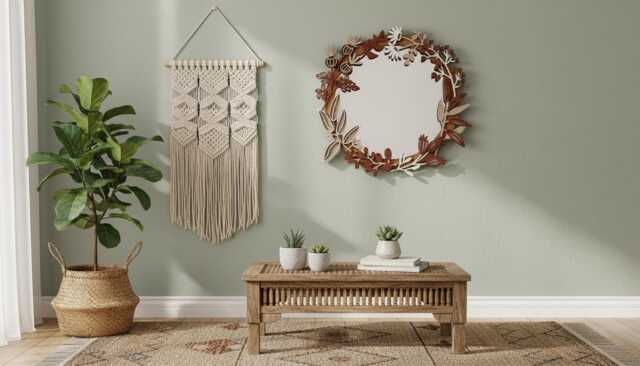 Large Floral Round Mirror Boho Bedroom Wall Decor - 24''/60cm - image 1