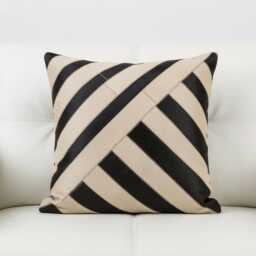 Beige Black White Patchwork Cowhide Cushion 48x48