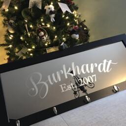 Custom Personalized Mirror Coat Rack, Mirror, Bar Engraved Etched 12x36 - thumbnail 2