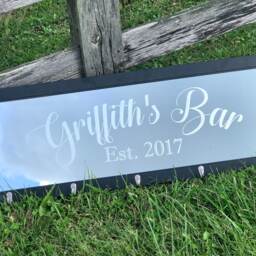 Custom Personalized Mirror Coat Rack, Mirror, Bar Engraved Etched 12x36 - thumbnail 4