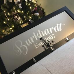 Custom Personalized Mirror Coat Rack, Mirror, Bar Engraved Etched 12x36 - thumbnail 3