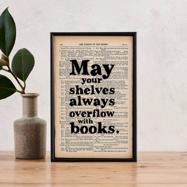 Book Lover Gift - May Your Shelves Always Overflow With Books For Worm Bibliophile Housewarming - image 1