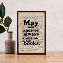 Book Lover Gift - May Your Shelves Always Overflow With Books For Worm Bibliophile Housewarming - thumbnail 1